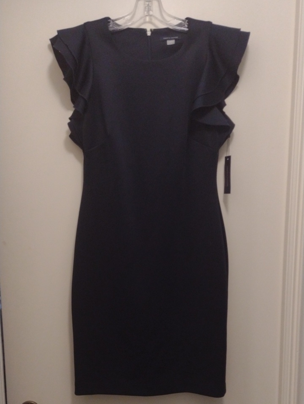 Tommy Hilfiger Navy Ruffle Sleeve Sheath Dress (J1384)